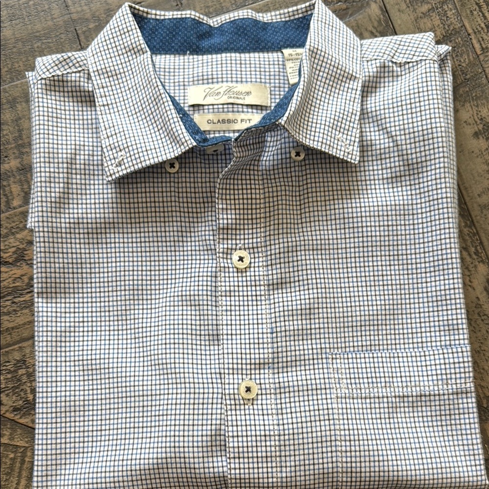 Men's Blue Checkered Shirt by Van Heusen